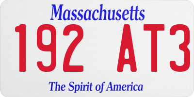 MA license plate 192AT3