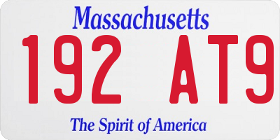 MA license plate 192AT9
