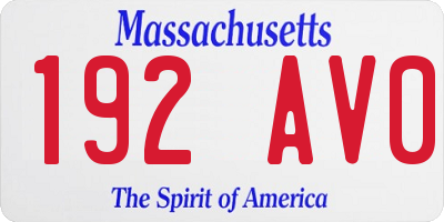 MA license plate 192AV0