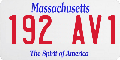 MA license plate 192AV1