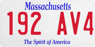 MA license plate 192AV4