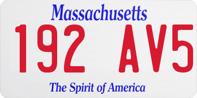 MA license plate 192AV5