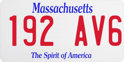 MA license plate 192AV6