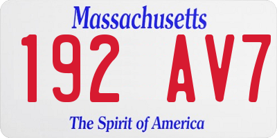 MA license plate 192AV7