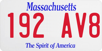 MA license plate 192AV8