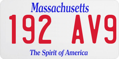 MA license plate 192AV9
