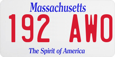 MA license plate 192AW0