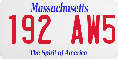 MA license plate 192AW5