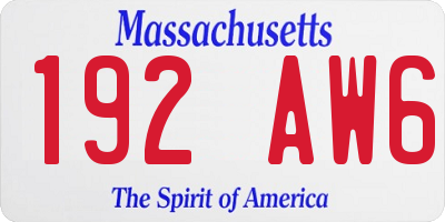 MA license plate 192AW6