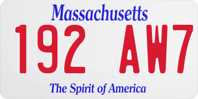 MA license plate 192AW7