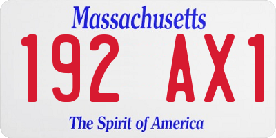 MA license plate 192AX1