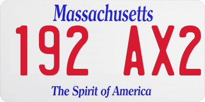 MA license plate 192AX2