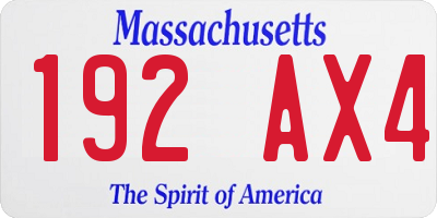MA license plate 192AX4