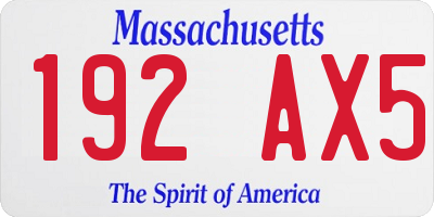 MA license plate 192AX5