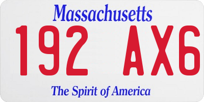 MA license plate 192AX6