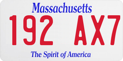 MA license plate 192AX7