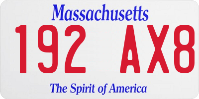 MA license plate 192AX8