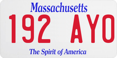 MA license plate 192AY0