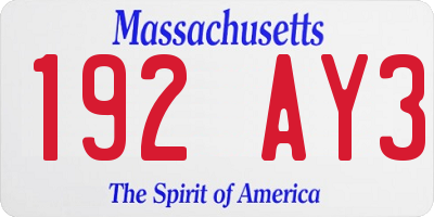 MA license plate 192AY3