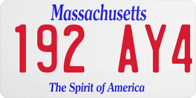 MA license plate 192AY4