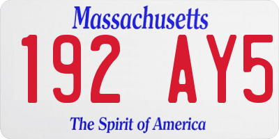 MA license plate 192AY5