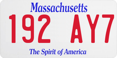 MA license plate 192AY7