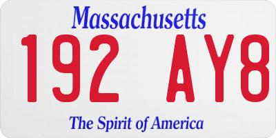 MA license plate 192AY8