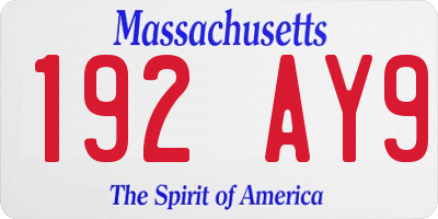 MA license plate 192AY9
