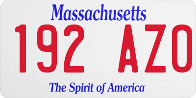 MA license plate 192AZ0