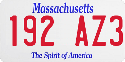 MA license plate 192AZ3