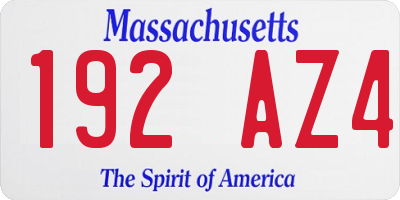 MA license plate 192AZ4