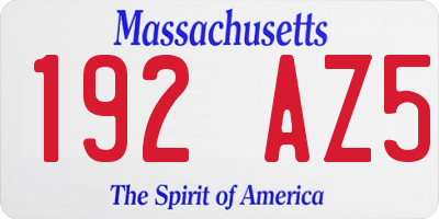MA license plate 192AZ5