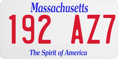 MA license plate 192AZ7