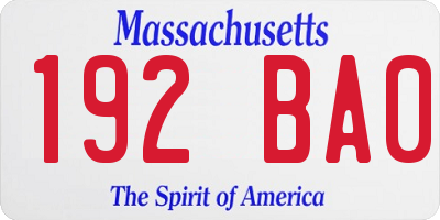 MA license plate 192BA0
