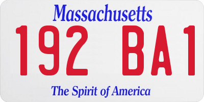 MA license plate 192BA1