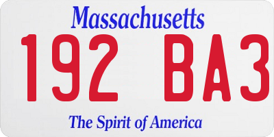 MA license plate 192BA3