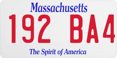 MA license plate 192BA4