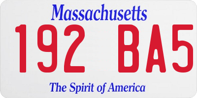MA license plate 192BA5
