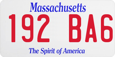 MA license plate 192BA6