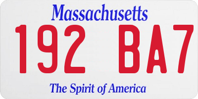 MA license plate 192BA7