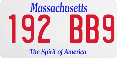MA license plate 192BB9