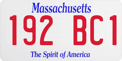 MA license plate 192BC1