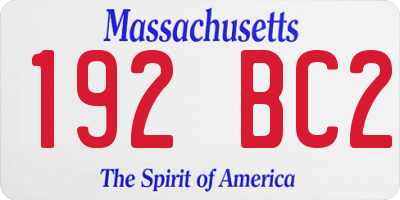 MA license plate 192BC2