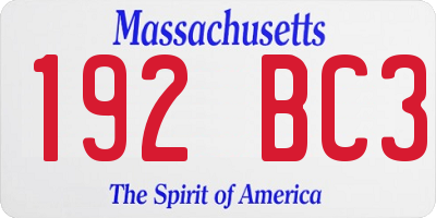 MA license plate 192BC3