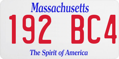 MA license plate 192BC4