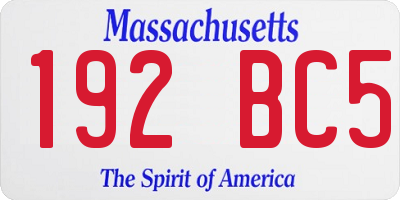 MA license plate 192BC5