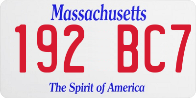 MA license plate 192BC7