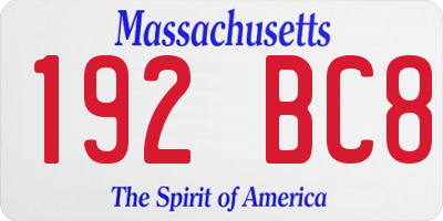 MA license plate 192BC8
