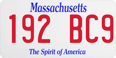 MA license plate 192BC9