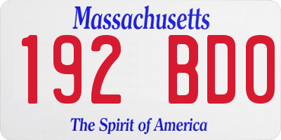 MA license plate 192BD0